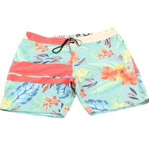 Volcom Slingers Mens Size 40 Multi Color Flowers Surfing Board Shorts Trunks